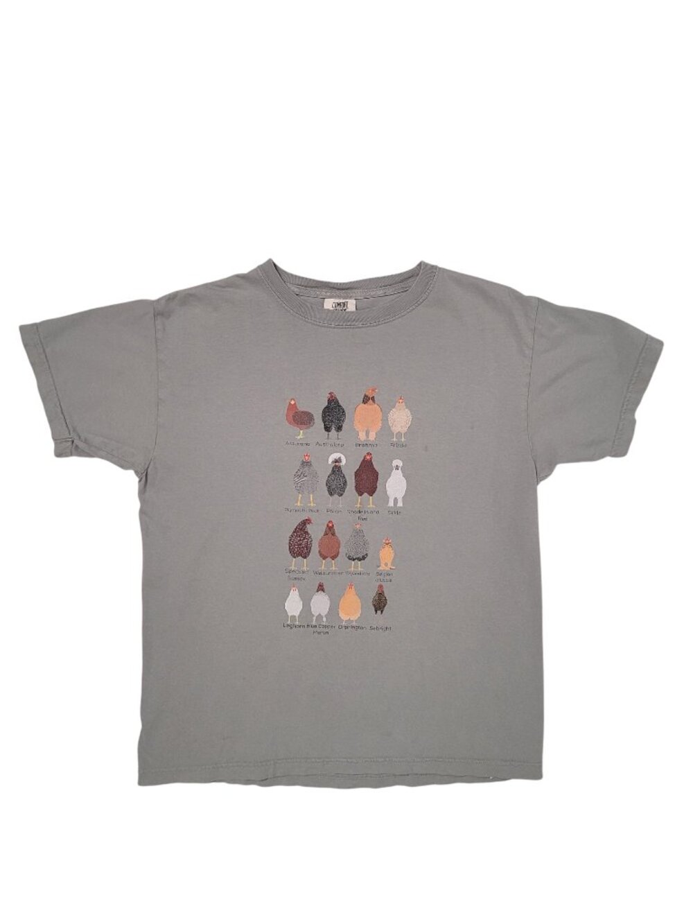 Cutie Chicken Breed Crewneck Graphic Tee Comfort Colors